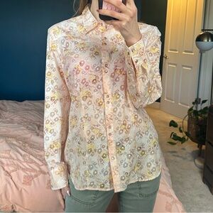 Roper vintage western blouse Yellow and Cream Floral Shirt